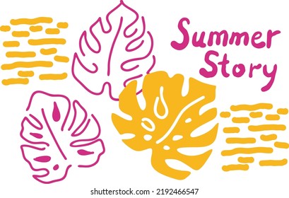 Tropical monstera leaves decorative composition for poster print, wallpaper, postcard, logo design to beauty spa salon. Summer holiday, botanical, travel theme. Colorful silhouette vector illustration