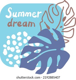 Tropische Monstera lässt dekorative Komposition für Poster-Druck, Tapeten, Postkarte, Logo-Design zu Schönheitssalon. Sommerurlaub, botanisch, Reisen Thema. Farbige Silhouette, Vektorgrafik