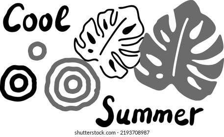 Tropical monstera leaves decorative composition for poster print, wallpaper, postcard, logo design to beauty spa salon. Summer holiday, botanical, travel theme. Colorful silhouette vector illustration