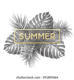 Tropical monstera leaves design for text card. Vector illustration EPS10