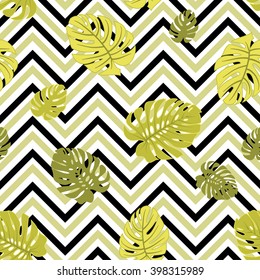 tropical monstera leaves seamless background
