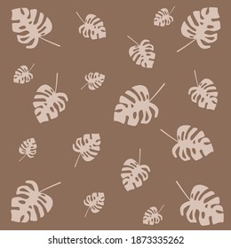 Tropical Monstera Leaves Seamless Pattern. Vector floral background in a trendy minimalistic style
