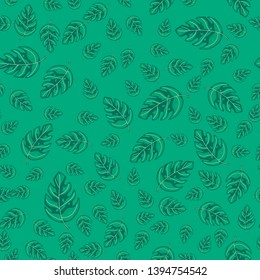 Tropical monstera leaves seamless repeat pattern . Exotic plant. Summer design for fabric, textile print, wrapping paper, children textile. Vector illustration