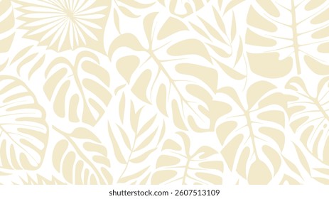 Tropical monstera and palm leaf illustration, modern exotic foliage artwork