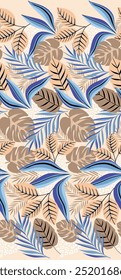 Tropical monstera and palm leaves. seamless stylish fashion floral pattern, in Hawaiian style