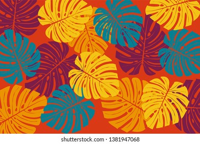 Tropical monstera pattern background illustration ornament | summer image | background vector