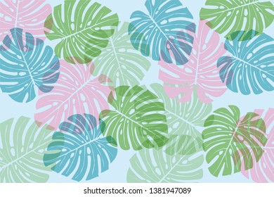 Tropical monstera pattern background illustration ornament | summer image | background vector