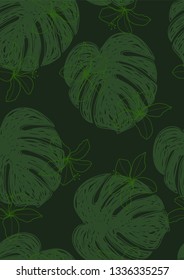 Tropical monstera pattern. Exotic seamless pattern with leaf.