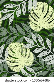 Tropical monstera pattern. Exotic seamless pattern with leaf.