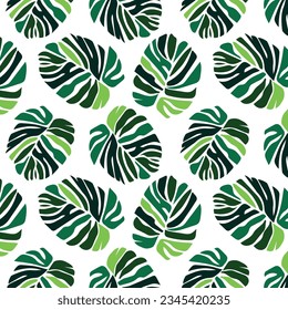 Patrón de hojas sin soldadura de la Monstera Tropical. Vector de fondo floral en un estilo lineal minimalista a la moda en colores pastel para la impresión de empaque, tela, camisetas, cubiertas, carteles. 