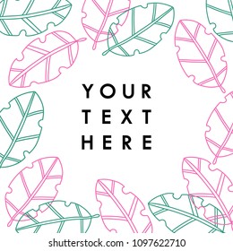 Tropical monstera vector leaves frame. Hand drawn tropical summer design for banners and posters.