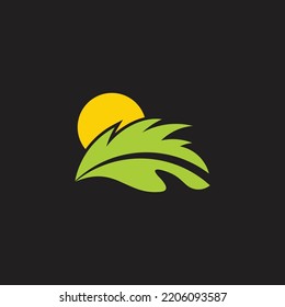 tropical moon night coconut leaf logo vector 