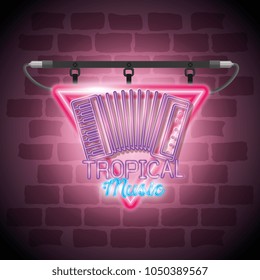 tropical music bar neon label