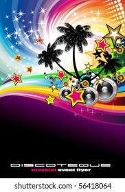 Tropical Music Event Disco Flyer with rainbow colours