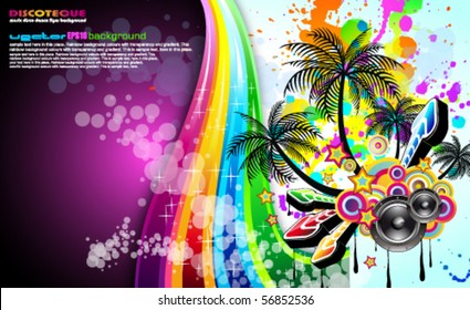 Tropical Music Event Disco Flyer with rainbow colours