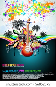 Tropical Music Event Disco Flyer with rainbow colours