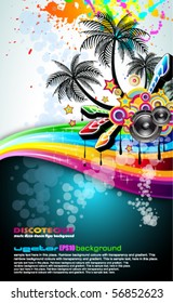 Tropical Music Event Disco Flyer with rainbow colours