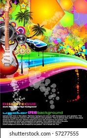 Tropical Music Event Disco Flyer with rainbow colours