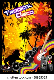 Tropical Music Event Disco Flyer with rainbow colours