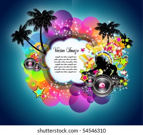 Tropical Music and Latin Disco Event Background for Flyers