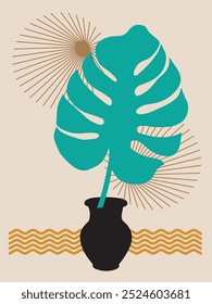 tropical and natural abstract art background wall decoration