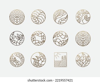 Tropical Natural Plant Logo Concept symbol icon sign Design Element. Health Care, Cosmetics, Natural Products, Ecology, Herbal, Spa, Floral Logotype. Vector illustration template