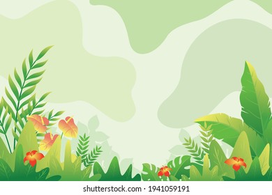 Tropical Nature background, beautiful tropical jungle illustration