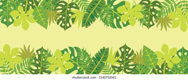 La naturaleza tropical deja el vector de fondo. Patrón floral, hoja tropical. Patrón exótico con hojas de palma.