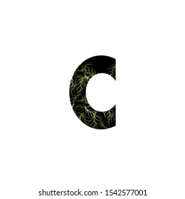 Tropical Nature Leaves letter C logo. Vector design concept logo icon letter C  with tropical leaves.