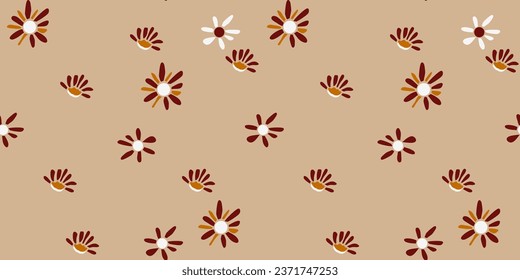 Naturaleza tropical sin fisuras de las plantas dibujadas a mano, flores pequeñas simples. Flores Ramificaciones y hojas que repiten patrón sin foco dibujado a mano con hojas tropicales. patrón floral sin soldadura con hojas