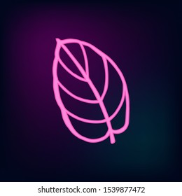 Tropical neon leaf. Vector isolated illustration on dark background.