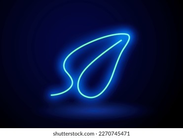 Tropical neon sign. Green plant or leaves. Night bright signboard, Glowing icon, light banner.