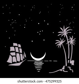 Tropical night. Vector 