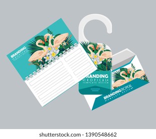 tropical notebbok style with door label and envelope