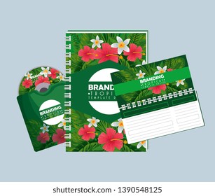 tropical notebook product with cd inside envelope