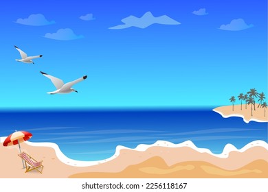 Fondo de puesta de sol en la playa del océano tropical con vector de línea dinámica, color naranja abstracto adecuado para afiches, fondo, ilustración, presentación