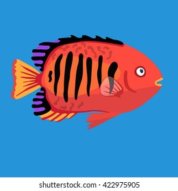 Peces tropicales oceánicos, ilustración vectorial