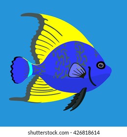 Peces tropicales oceánicos, ilustración vectorial