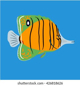 Peces tropicales oceánicos, ilustración vectorial