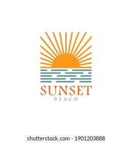 Tropical Ocean Sunset Vector Illustration