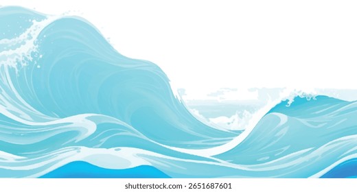 Tropical Ocean Wave Vector Illustration with Bright Aqua Splash – Perfect for Summer Travel, Poster, and Fun Designs