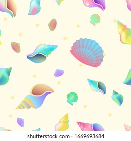 Gelbgelber tropischer Ozean-Hintergrund, Muscheln, handgezeichnet gezeichnete Muscheln, Vektorillustrationen-Grafiken, Meereslogo-Illustration, Aquarium-Dekoration, Muschelfauna