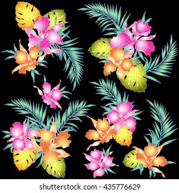 Tropical orchid illustration