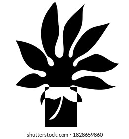 Tropical paim leaf geometrical silhouette isolated on white background. Palm leaf black sihouette vector illustration.  Monochrome geometric illustration.