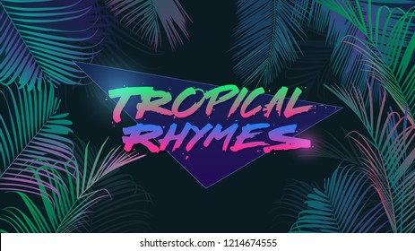 tropical palm 80s design background template