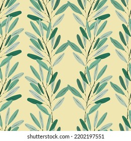 Tropical palm element background abstract vector seamless pattern.