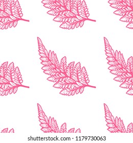 Tropical palm or fern leaves seamless pattern