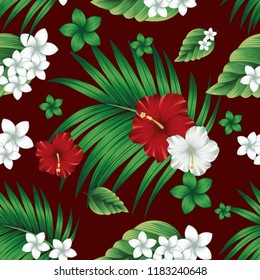 tropical palm flower seamless pattern vector
