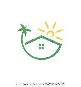 Tropical Palm House Logo Design Vector