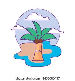 tropical palm kawaii in the beach